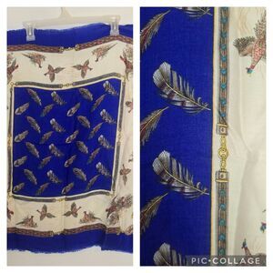 CHALLIS by Berkshire Vintage 80s Women's Scarf Pheasant Bird Print Old Money